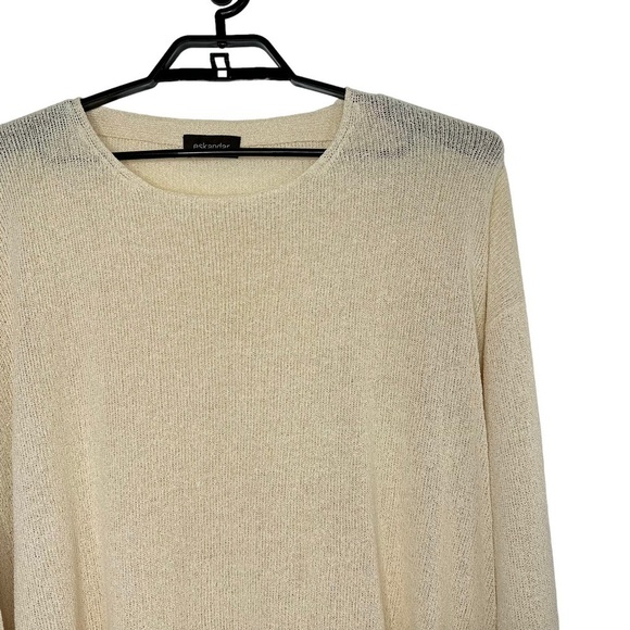 ESKANDAR Womens Silk Blend Boxy Open Knit Sweater Sz O/S? Cream Long Sleeve - Picture 3 of 8
